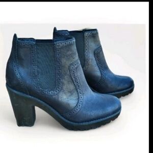 Sperry Leather Claremont Black High Heel Chelsea Ankle Lug Chunky Boot Women 8.5